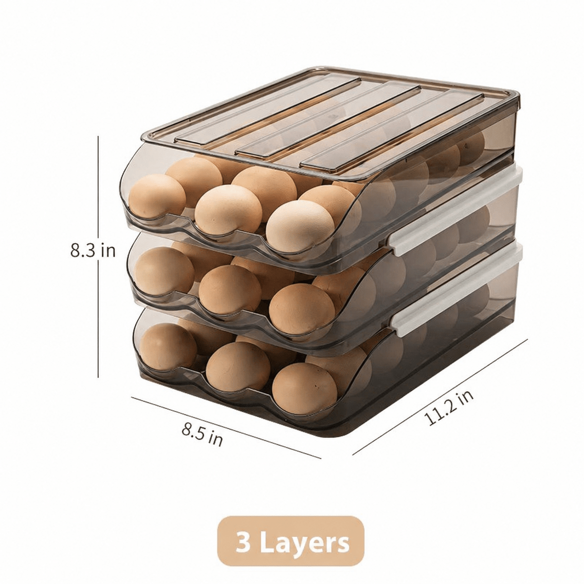 Auto Rolling Egg Holder for Refrigerator – 18 Egg Storage Organizer with Space-Saving Stackable Design - Morrowden