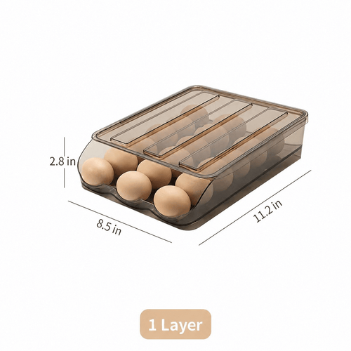 Auto Rolling Egg Holder for Refrigerator – 18 Egg Storage Organizer with Space-Saving Stackable Design - Morrowden