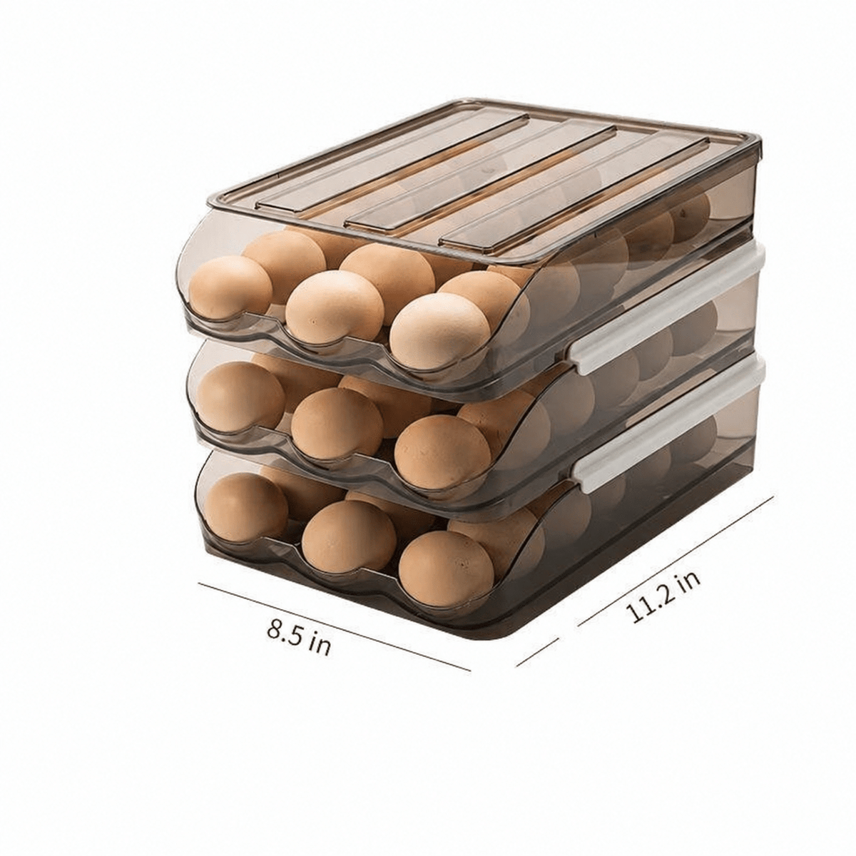 Auto Rolling Egg Holder for Refrigerator – 18 Egg Storage Organizer with Space-Saving Stackable Design - Morrowden