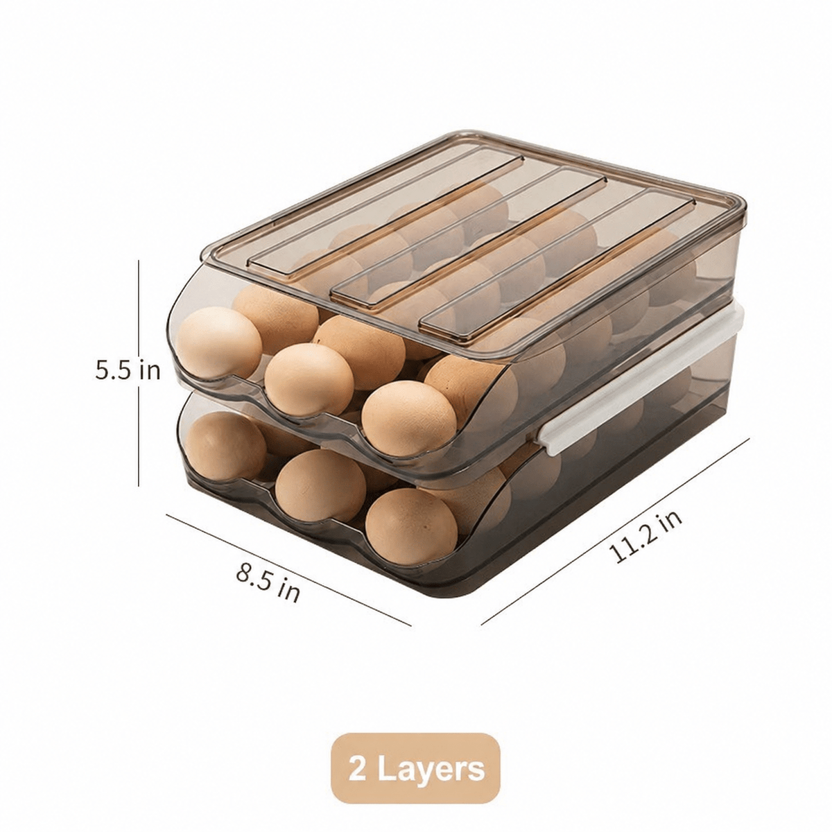 Auto Rolling Egg Holder for Refrigerator – 18 Egg Storage Organizer with Space-Saving Stackable Design - Morrowden
