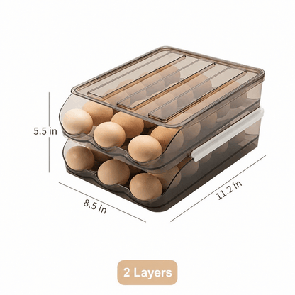 Auto Rolling Egg Holder for Refrigerator – 18 Egg Storage Organizer with Space-Saving Stackable Design - Morrowden