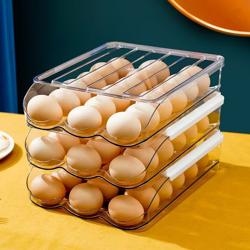 Auto Rolling Egg Holder for Refrigerator – 18 Egg Storage Organizer with Space-Saving Stackable Design - Morrowden