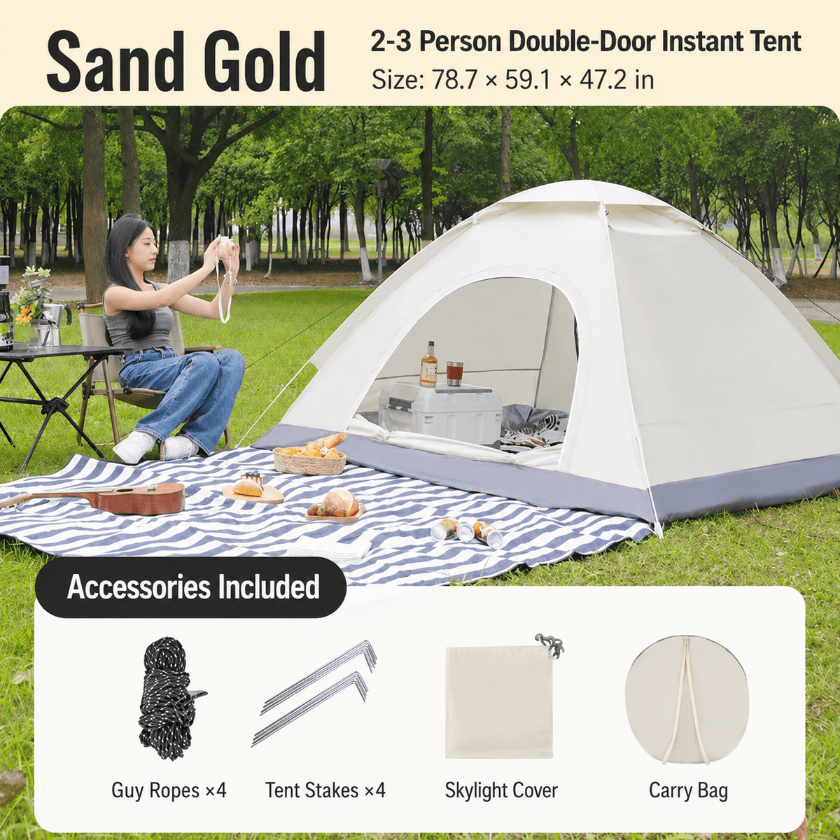 Automatic Outdoor Camping Tent – 2/3/4 Person Family Tent with Sun Protection - Morrowden