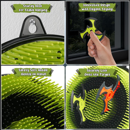 Axe Throwing Game for Backyard, Bristle Target Board with Throwing Stars, Ax Throwing Game Set for Adults and Kids, Portable for Party Holiday and Birthday Gifts - Morrowden