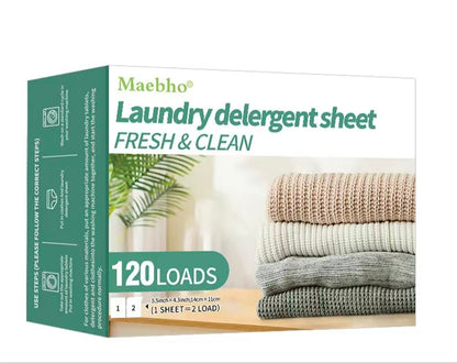 120 Sheets Laundry Detergent Sheets – 240 Loads, Fabric Softener & Long-Lasting Fresh Scent, Eco-Friendly Plastic-Free Laundry Sheets