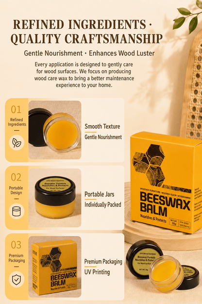 Beeswax Wood Polish Balm - Natural Wood Care Wax for Furniture, Tables & Hardwood Surfaces - Morrowden