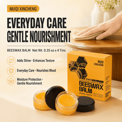 Beeswax Wood Polish Balm - Natural Wood Care Wax for Furniture, Tables & Hardwood Surfaces - Morrowden