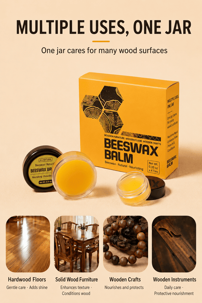 Beeswax Wood Polish Balm - Natural Wood Care Wax for Furniture, Tables & Hardwood Surfaces - Morrowden
