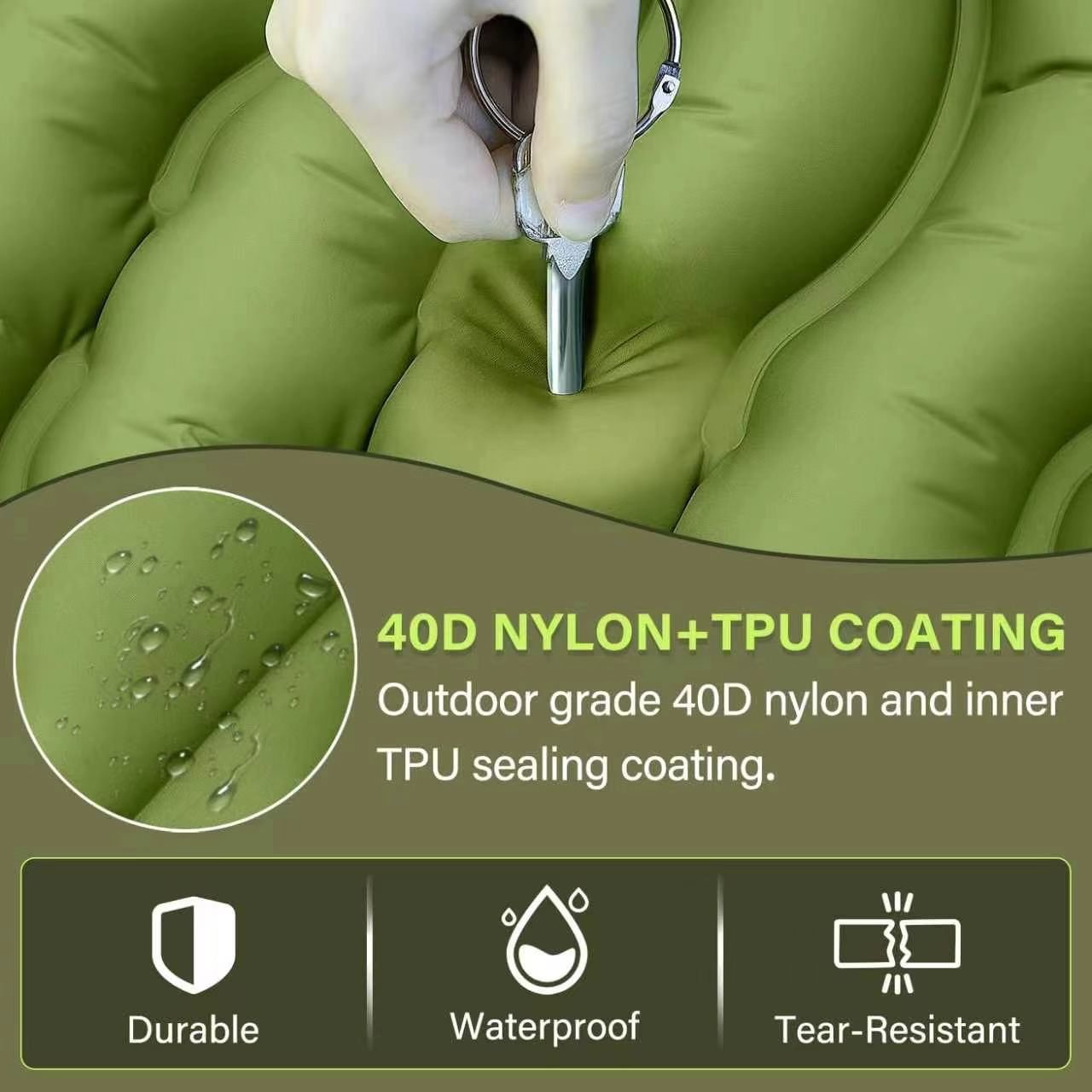 Camping Sleeping Pad, Ultralight Camping Mat with Pillow, Built-in Foot Pump Inflatable Sleeping Pads Compact for Camping Backpacking Hiking Traveling Tent,Single - Morrowden