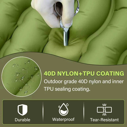 Camping Sleeping Pad, Ultralight Camping Mat with Pillow, Built-in Foot Pump Inflatable Sleeping Pads Compact for Camping Backpacking Hiking Traveling Tent,Single - Morrowden
