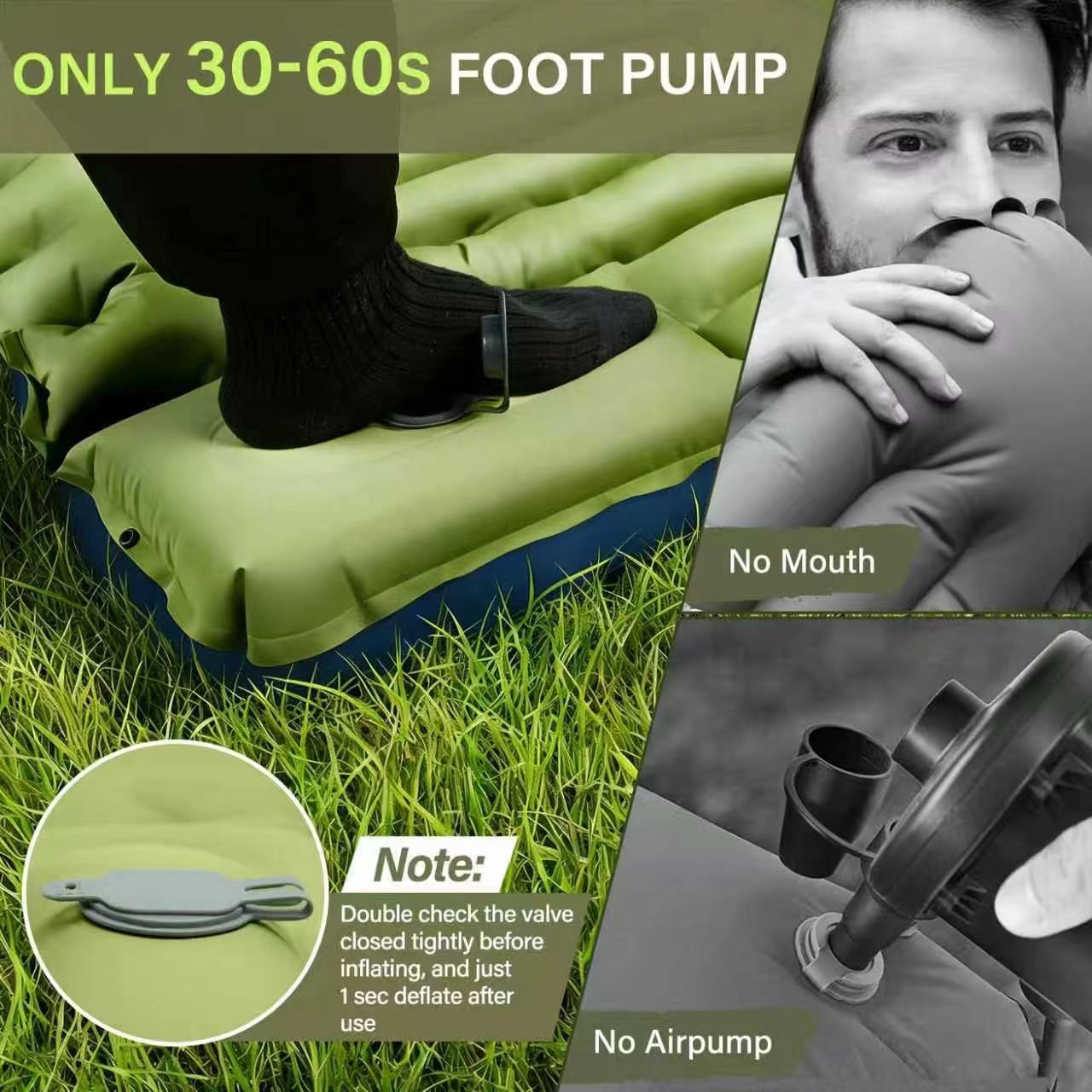 Camping Sleeping Pad, Ultralight Camping Mat with Pillow, Built-in Foot Pump Inflatable Sleeping Pads Compact for Camping Backpacking Hiking Traveling Tent,Single - Morrowden