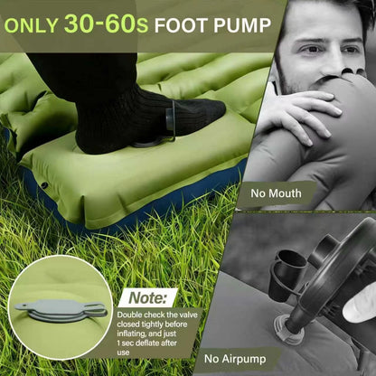 Camping Sleeping Pad, Ultralight Camping Mat with Pillow, Built-in Foot Pump Inflatable Sleeping Pads Compact for Camping Backpacking Hiking Traveling Tent,Single - Morrowden