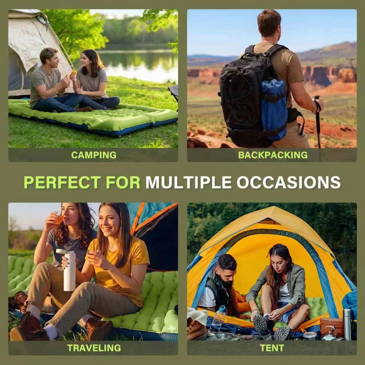 Camping Sleeping Pad, Ultralight Camping Mat with Pillow, Built-in Foot Pump Inflatable Sleeping Pads Compact for Camping Backpacking Hiking Traveling Tent,Single - Morrowden