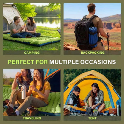 Camping Sleeping Pad, Ultralight Camping Mat with Pillow, Built-in Foot Pump Inflatable Sleeping Pads Compact for Camping Backpacking Hiking Traveling Tent,Single - Morrowden