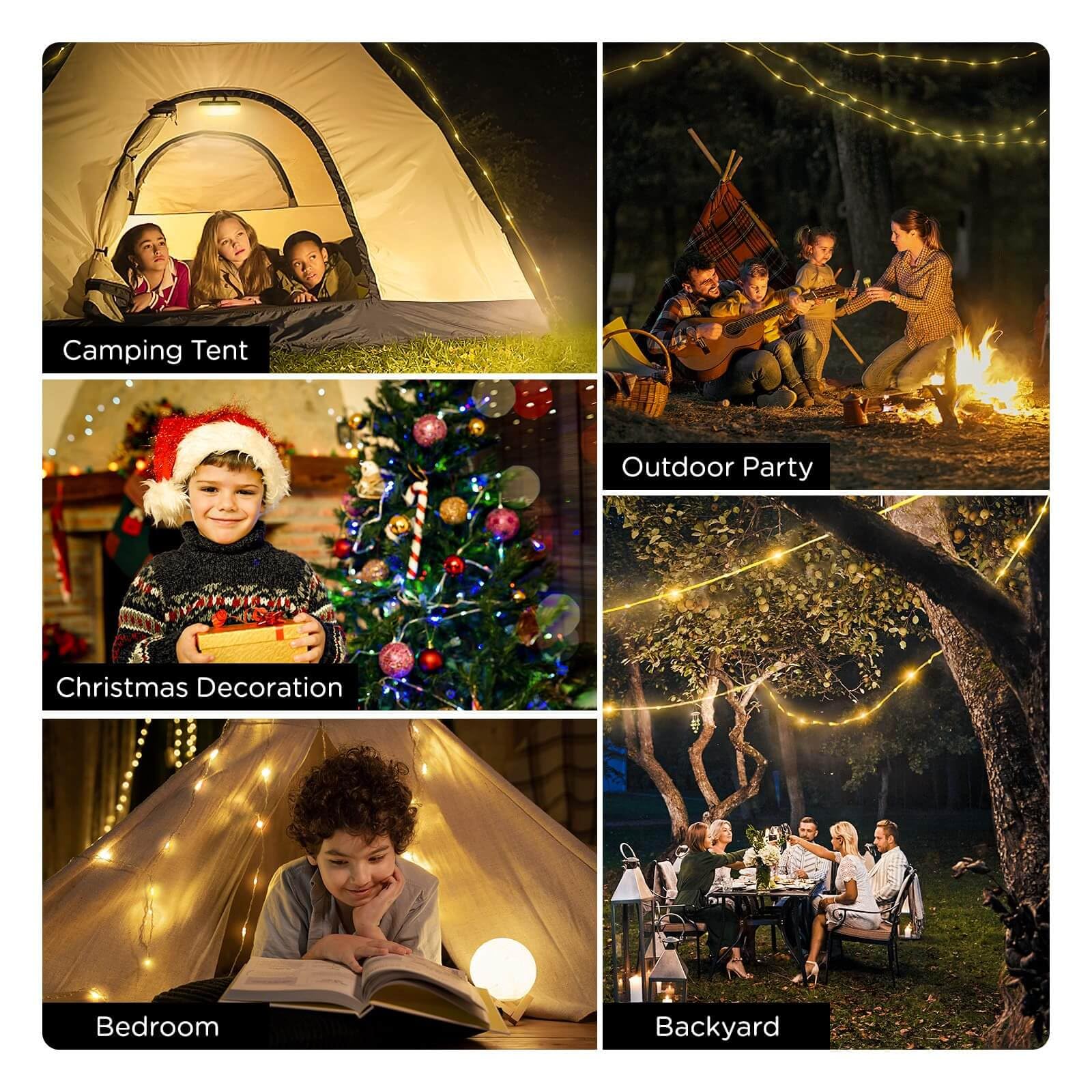 Camping String Lights, 4 in 1 Quick Storage 32.8FT Rechargeable Tent Lights String with 8 Lighting Modes, Hanging Waterproof Portable LED Lamp for Outdoor Patio Awning Garden Camping Essentials - Morrowden