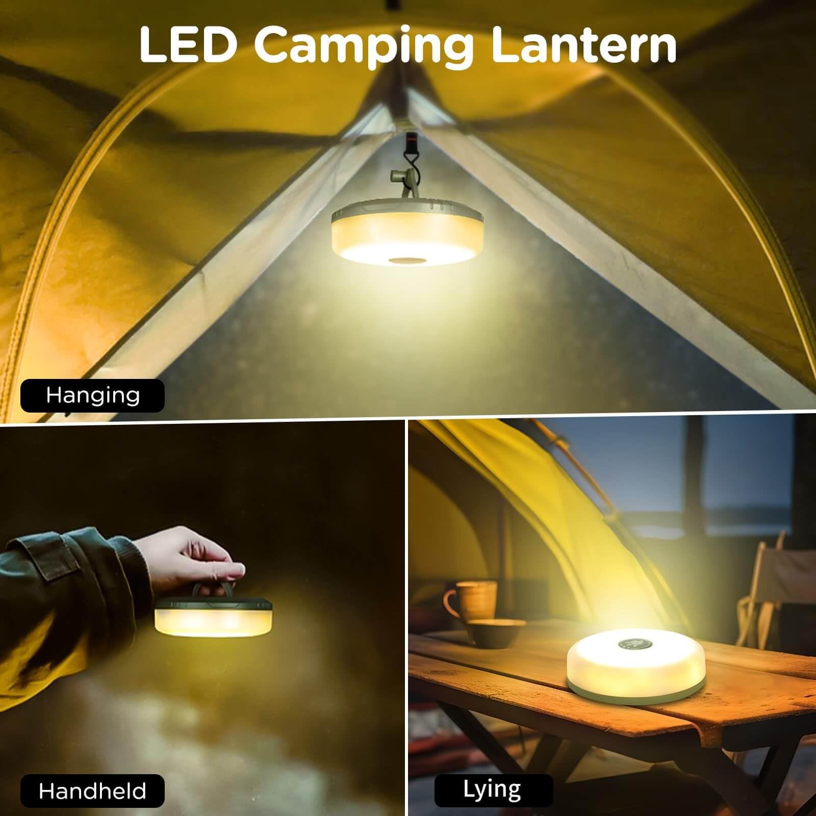 Camping String Lights, 4 in 1 Quick Storage 32.8FT Rechargeable Tent Lights String with 8 Lighting Modes, Hanging Waterproof Portable LED Lamp for Outdoor Patio Awning Garden Camping Essentials - Morrowden
