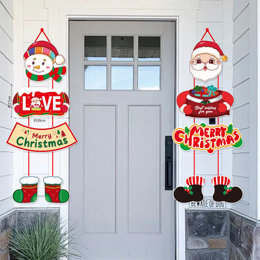 Christmas Door Hanging Decor – Santa & Snowman Holiday Decorations for Front Door, Home & Christmas Parties - Morrowden