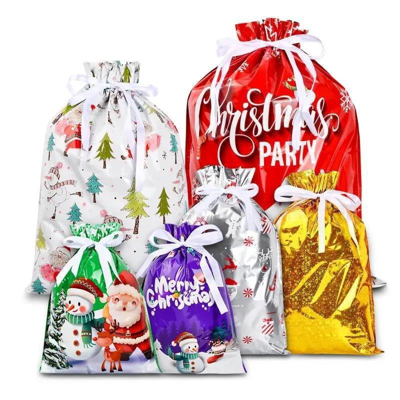 Christmas Drawstring Gift Bags – Holiday Present Wrapping Bags - Morrowden