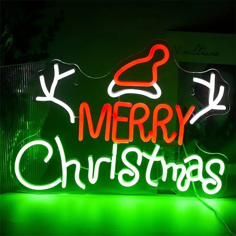 Christmas LED Neon Sign – USB Powered Festive Wall Light for Holiday Home, Window & Party Decor - Morrowden