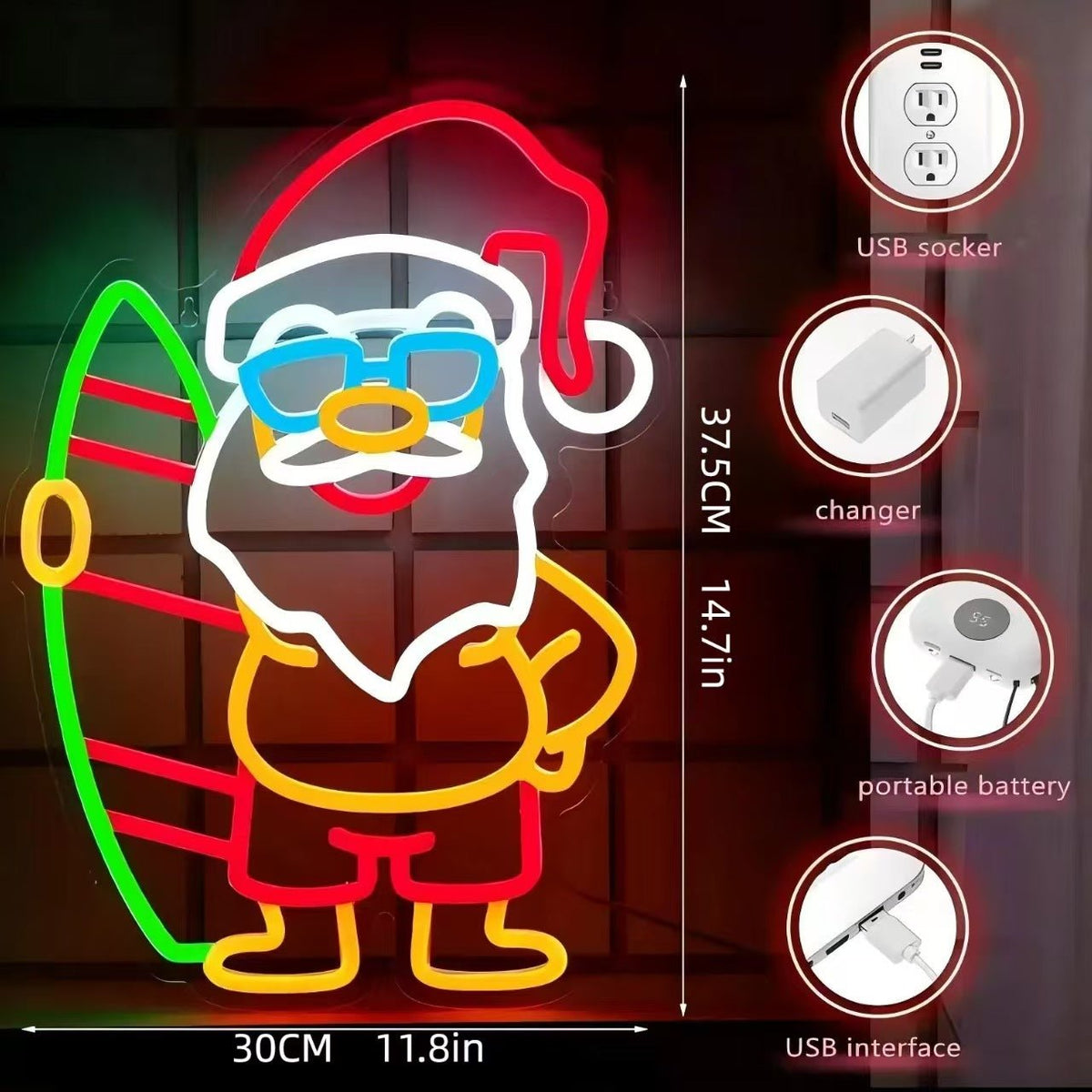 Christmas LED Neon Sign – USB Powered Festive Wall Light for Holiday Home, Window & Party Decor - Morrowden