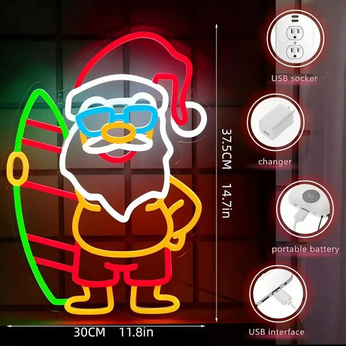 Christmas LED Neon Sign – USB Powered Festive Wall Light for Holiday Home, Window & Party Decor - Morrowden