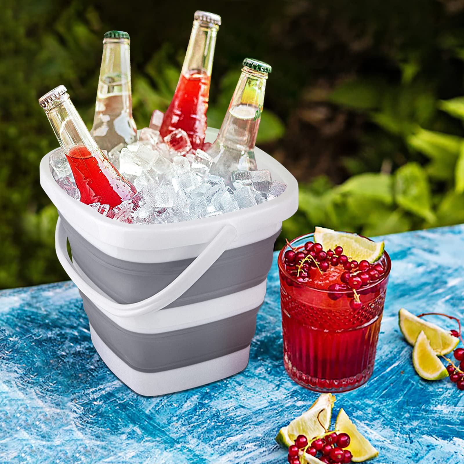 Collapsible Bucket, Small Cleaning Mop Buckets for Household Outdoor Car Washing Tub Plastic Foldable Portable Camping Beach Sand Water Pot Pail Space Saving Square - Morrowden