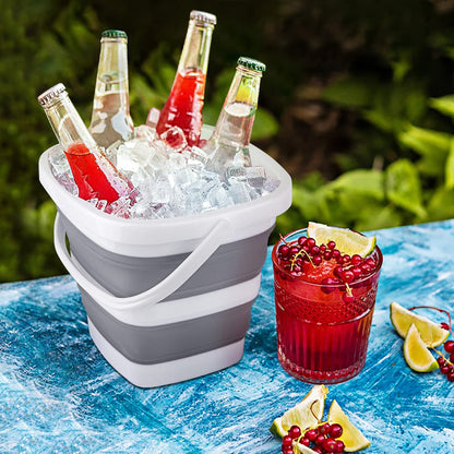 Collapsible Bucket, Small Cleaning Mop Buckets for Household Outdoor Car Washing Tub Plastic Foldable Portable Camping Beach Sand Water Pot Pail Space Saving Square - Morrowden