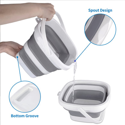 Collapsible Bucket, Small Cleaning Mop Buckets for Household Outdoor Car Washing Tub Plastic Foldable Portable Camping Beach Sand Water Pot Pail Space Saving Square - Morrowden
