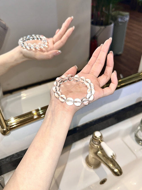 Crystal Aurora – Natural 10A Brazilian Clear Quartz Bracelet, High-Clarity Crystal Beaded Bracelet, Perfect Gift for Friends - Morrowden