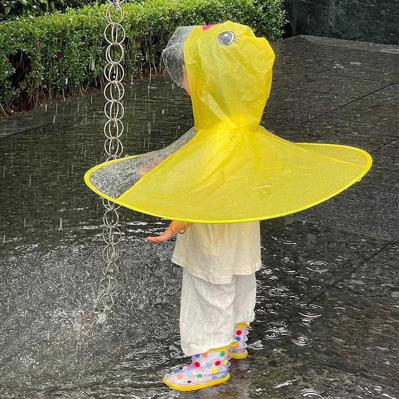 Cute Duck Rain Poncho for Kids – Waterproof Hooded Raincoat with Umbrella Hat for Boys & Girls - Morrowden
