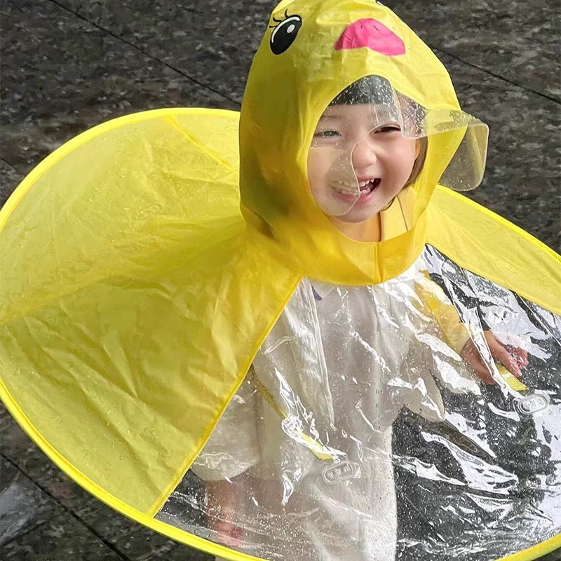 Cute Duck Rain Poncho for Kids – Waterproof Hooded Raincoat with Umbrella Hat for Boys & Girls - Morrowden