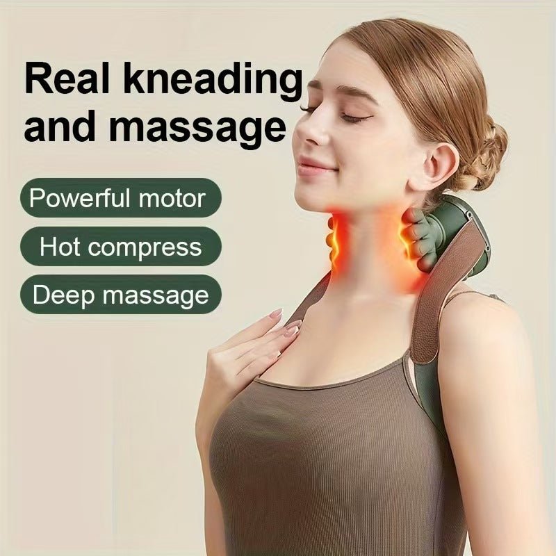 Cute Neck Massager with Heat Therapy, Deep Kneading Massage for Neck and Shoulder Relaxation - Morrowden