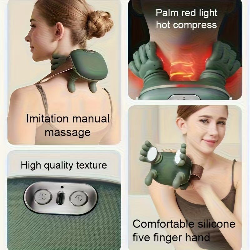 Cute Neck Massager with Heat Therapy, Deep Kneading Massage for Neck and Shoulder Relaxation - Morrowden