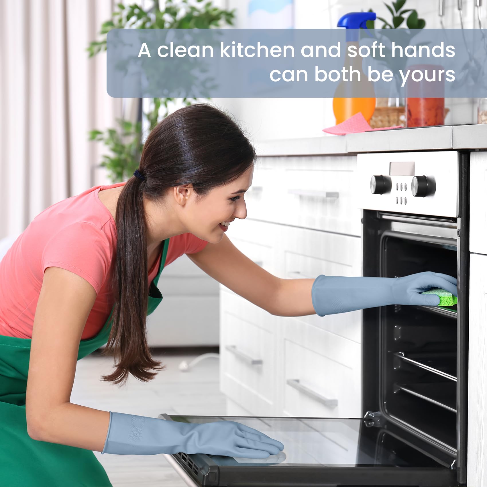 Dishwashing Rubber Gloves Reusable Kitchen Gloves 2Pairs Cleaning Gloves for Washing Dishes Long-lasting&Non-Slip - Morrowden