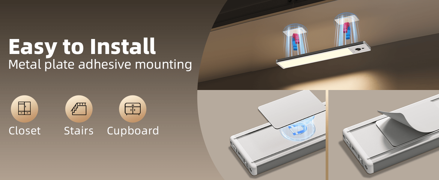 EZVALO 5-Pack Under Cabinet Lighting, 2400mAh Motion Sensor Light, LED Closet Lights Wireless, 6500K Dimmable, Timer, Magnetic with Remote Control - Morrowden