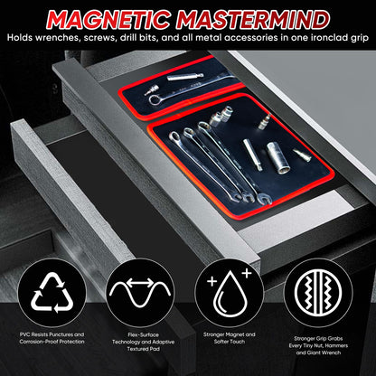 Flexible Magnetic Tool Mat & Tray Holder - Magnetic Tool Tray, Flexible Magnetic Mat, PVC & Non-Slip for Garage Workshop, Auto Repair Tools - Morrowden
