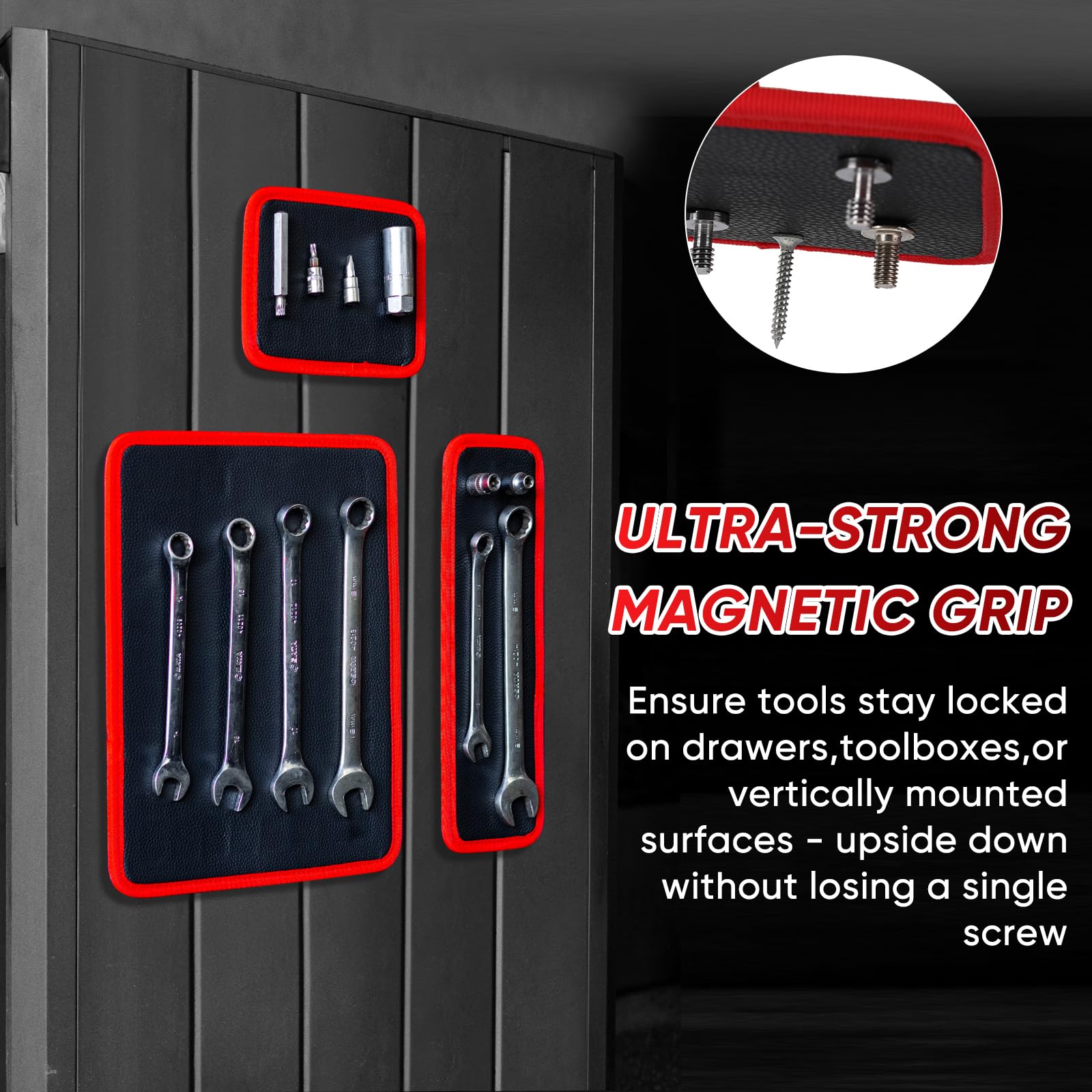 Flexible Magnetic Tool Mat & Tray Holder - Magnetic Tool Tray, Flexible Magnetic Mat, PVC & Non-Slip for Garage Workshop, Auto Repair Tools - Morrowden