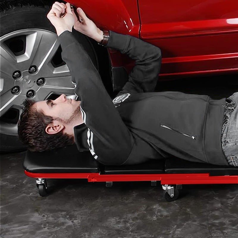 Foldable Z Garage Creeper, 36 in, 300 lbs Load Capacity Rolling Folding Mechanic Creeper Stool, with 6 Wheels Tool Tray Padded Seat Steel Frame, Lay Down or Sit Chair for Garage Shop or Home - Morrowden