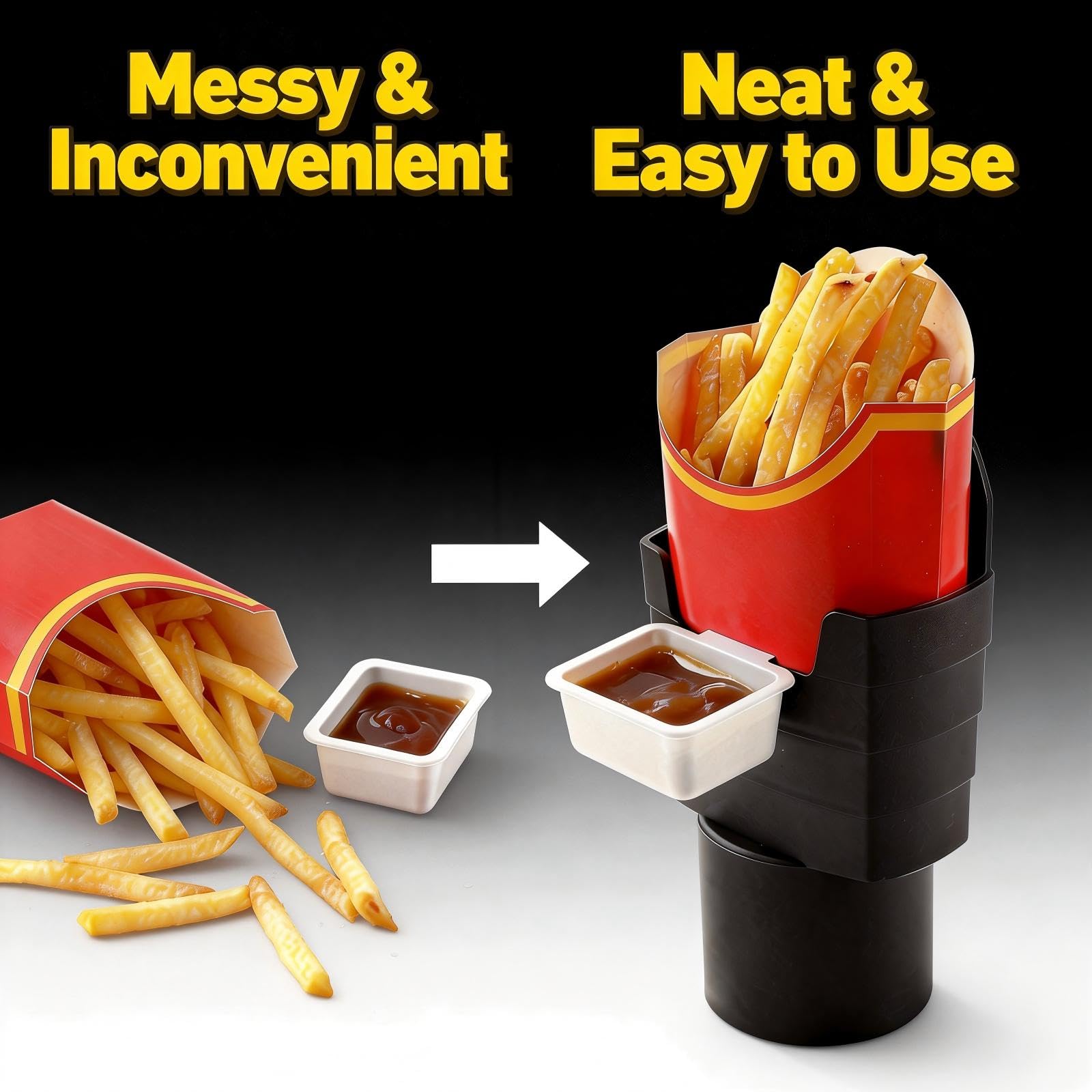 French Fry Holder and Sauce Holder Set for Car – Multifunctional Car Storage Organizer, Fun White Elephant Gift for Adults Stocking Stuffer for Men and Women - Morrowden