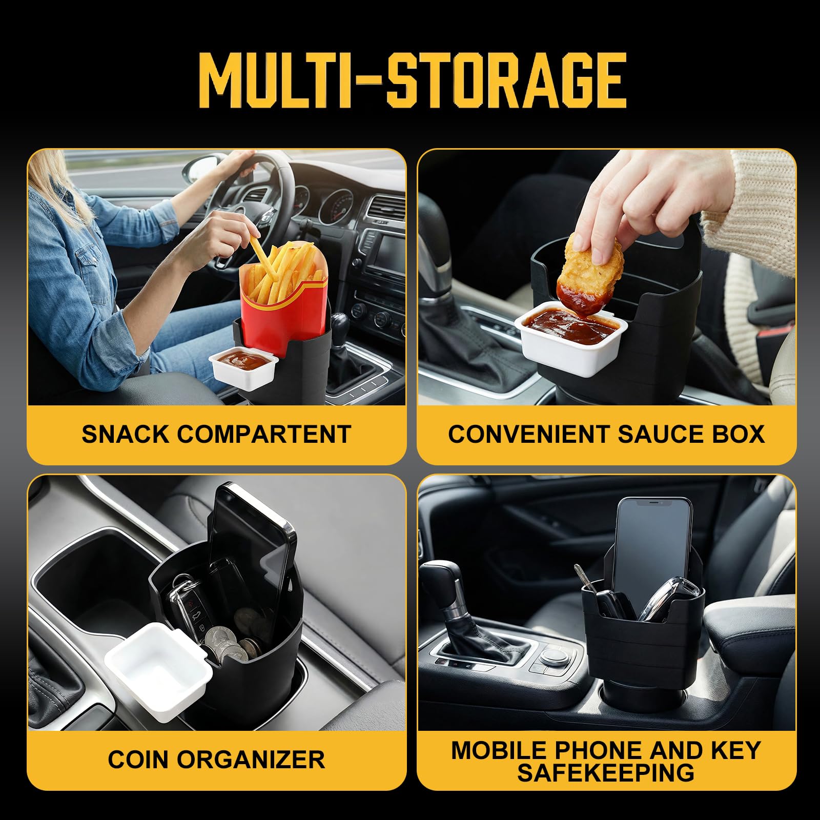 French Fry Holder and Sauce Holder Set for Car – Multifunctional Car Storage Organizer, Fun White Elephant Gift for Adults Stocking Stuffer for Men and Women - Morrowden