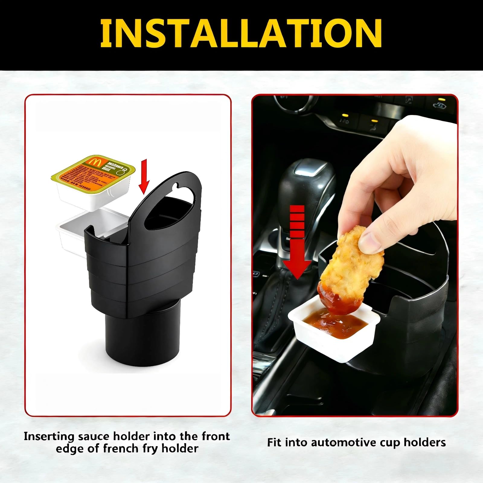French Fry Holder and Sauce Holder Set for Car – Multifunctional Car Storage Organizer, Fun White Elephant Gift for Adults Stocking Stuffer for Men and Women - Morrowden