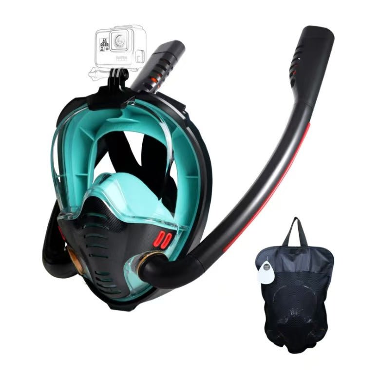 Full Face Snorkel Mask with Single & Dual Air Tube Options, Anti-Fog Underwater Breathing Mask for Adults - Morrowden