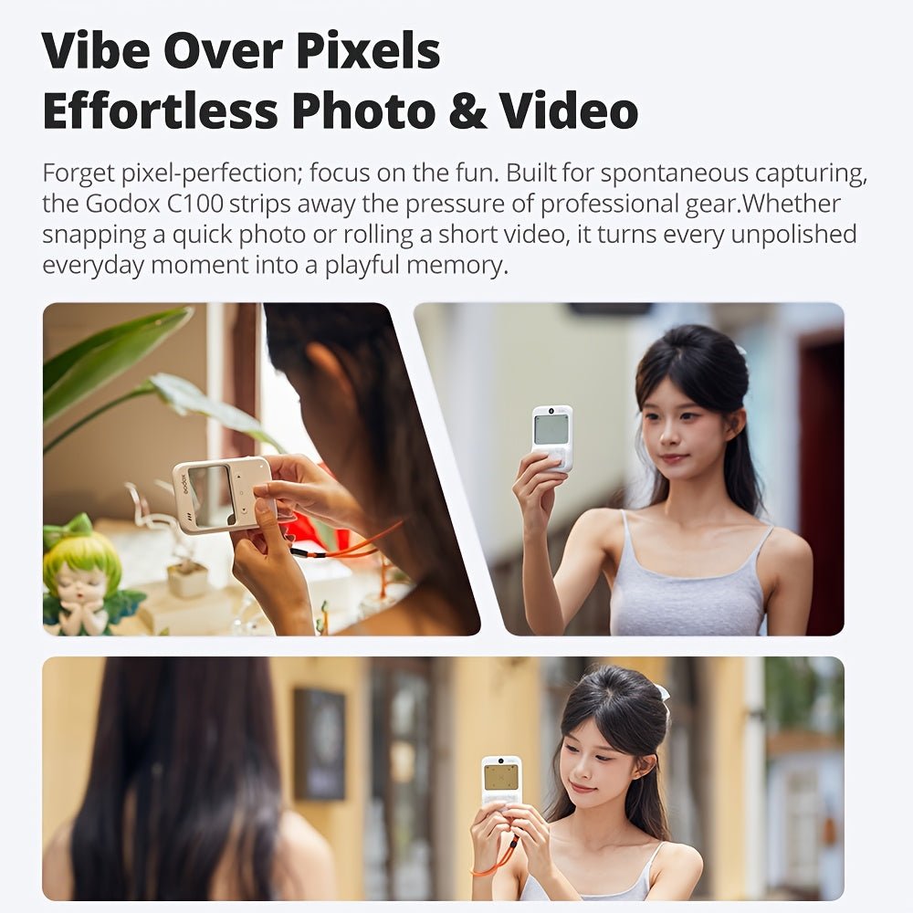 Godox C100 Transparent Viewfinder Model Mini Retro CCD Digital Camera, Aesthetic Vibe Portable Camera for Portrait Photography And Vlog Video Recording - Morrowden