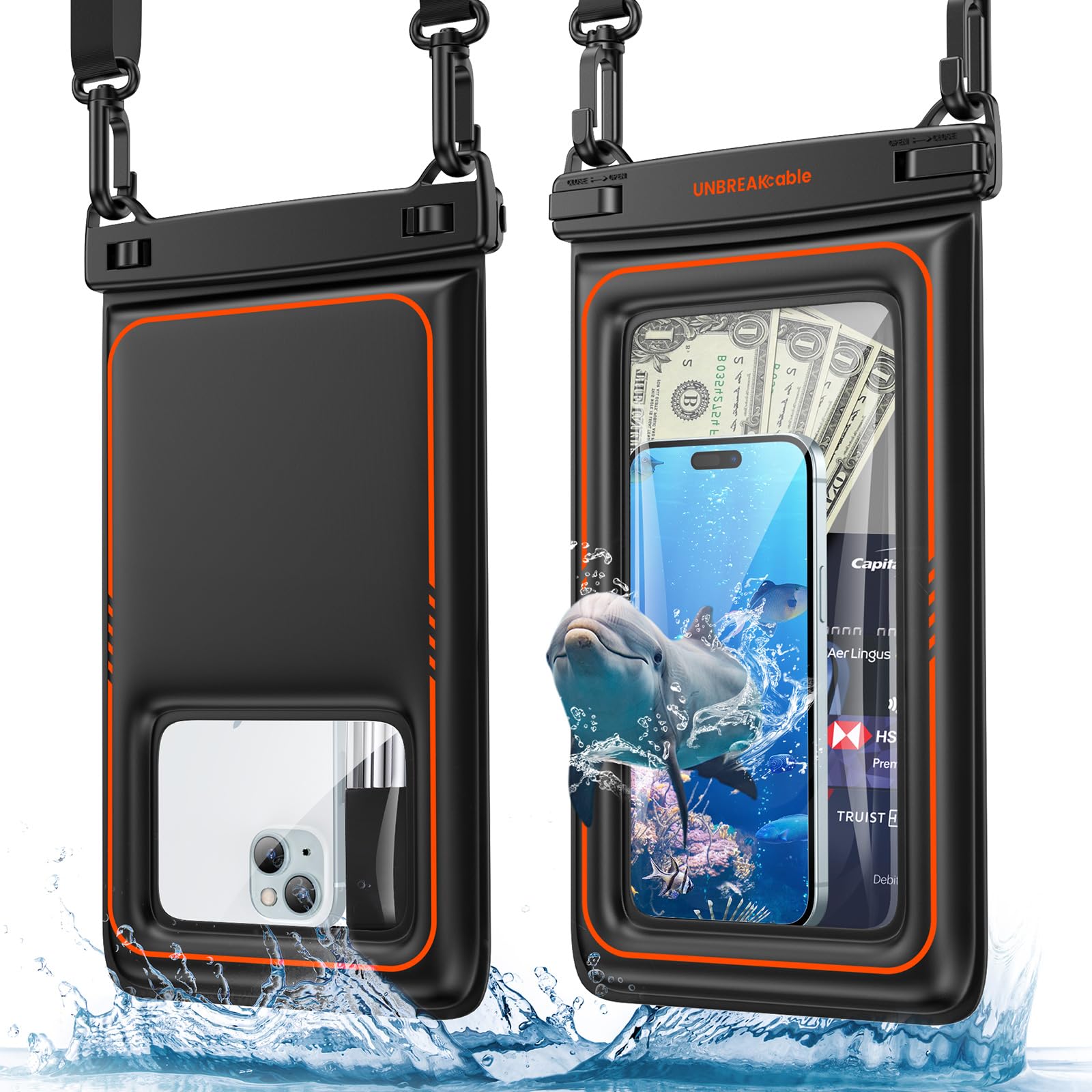 IPX8 Waterproof Phone Case Dry Bag Kayak/Beach/Cruise Travel Essentials, Water Proof Pouch for iPhone 17 16 15 Pro Max, Samsung S25 Ultra S24-7" - Morrowden