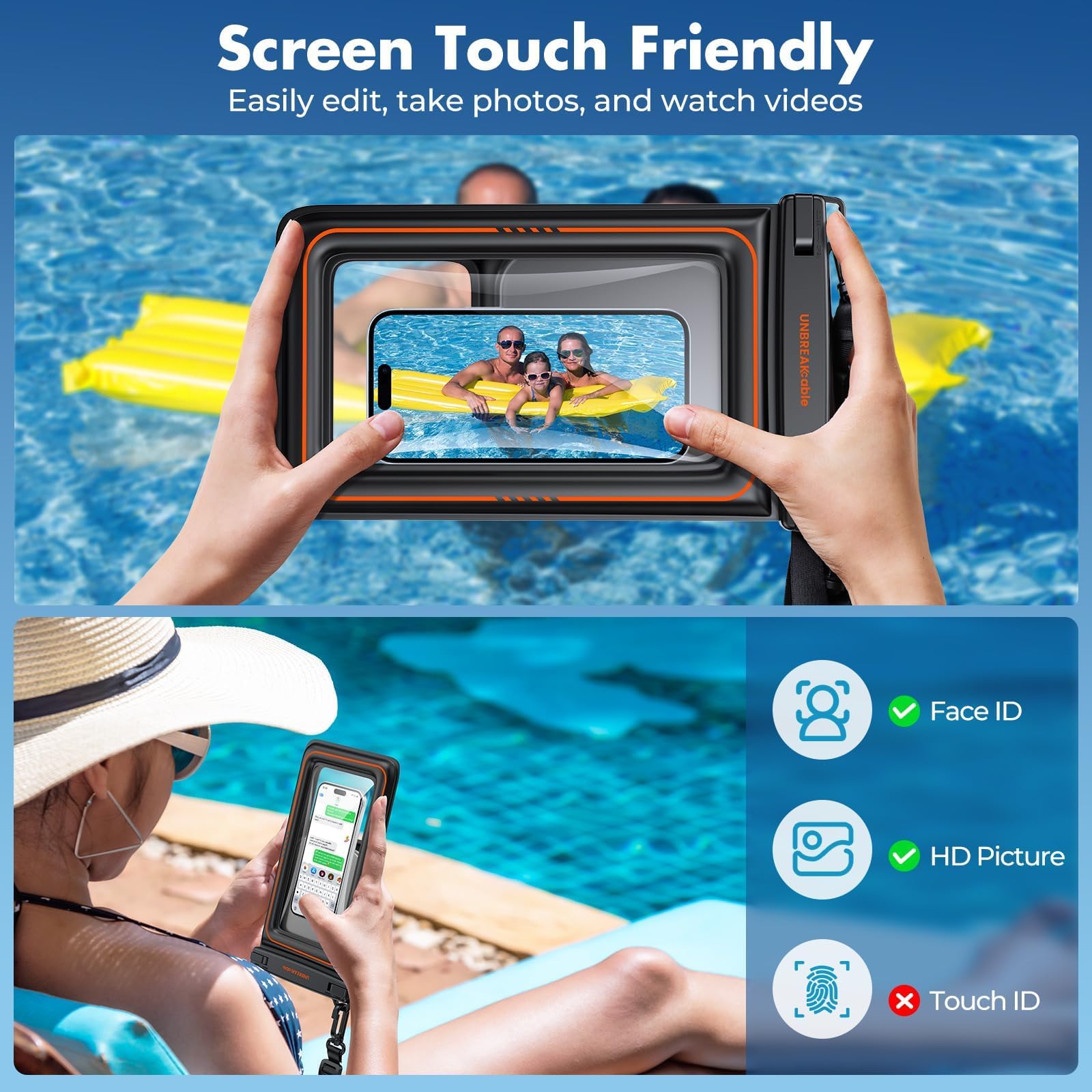 IPX8 Waterproof Phone Case Dry Bag Kayak/Beach/Cruise Travel Essentials, Water Proof Pouch for iPhone 17 16 15 Pro Max, Samsung S25 Ultra S24-7" - Morrowden