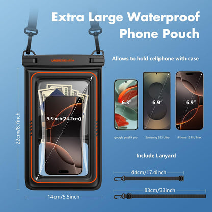 IPX8 Waterproof Phone Case Dry Bag Kayak/Beach/Cruise Travel Essentials, Water Proof Pouch for iPhone 17 16 15 Pro Max, Samsung S25 Ultra S24-7" - Morrowden