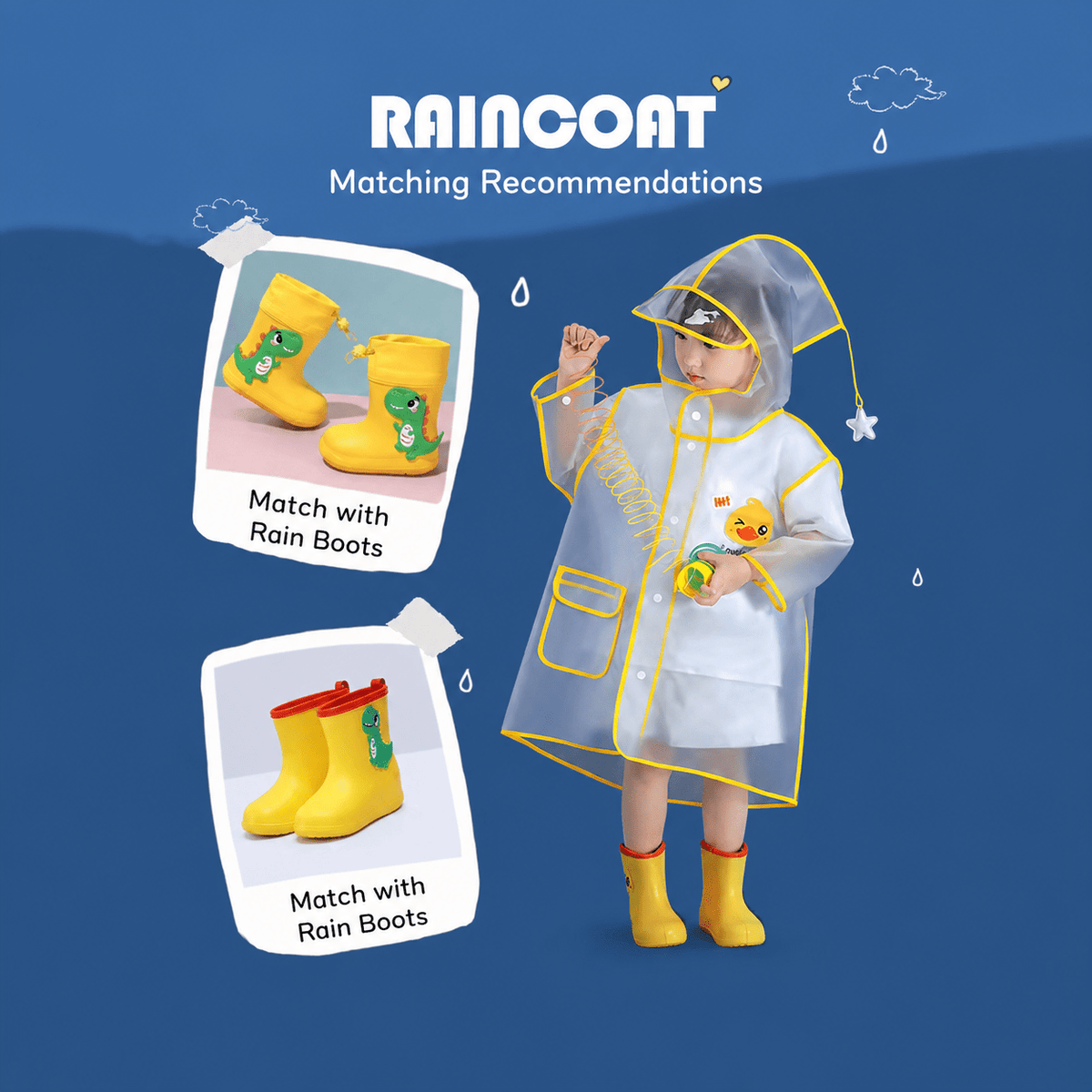 Kids Raincoat for Boys & Girls – Waterproof Hooded Rain Poncho for Toddlers, Preschool & School Children - Morrowden