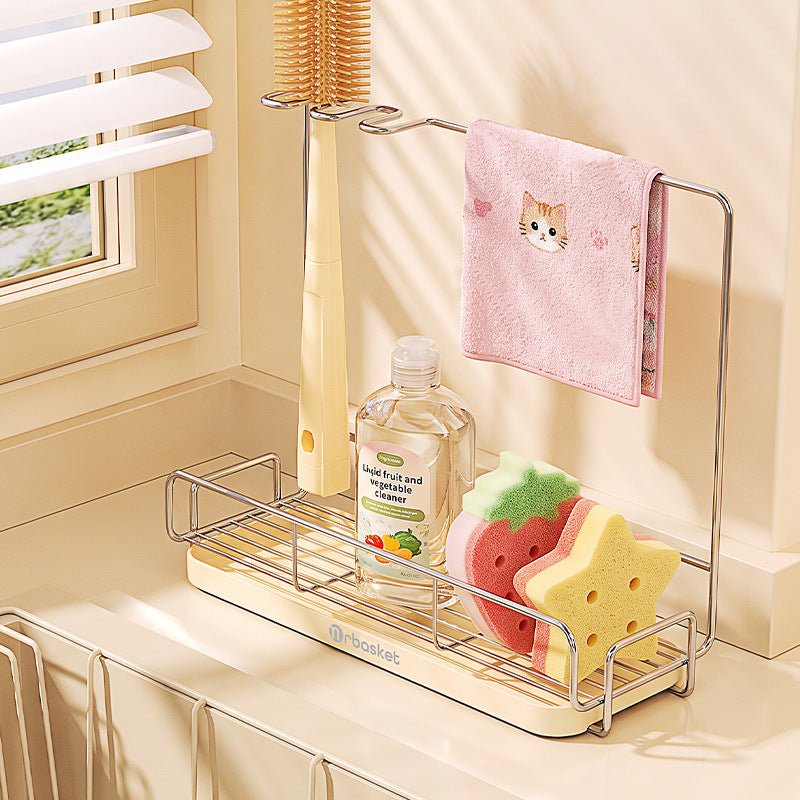 Kitchen Metal Dish Cloth Drying Rack – I ron Towel Holder with Drainage Design - Morrowden