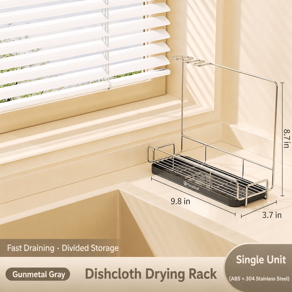 Kitchen Metal Dish Cloth Drying Rack – I ron Towel Holder with Drainage Design - Morrowden