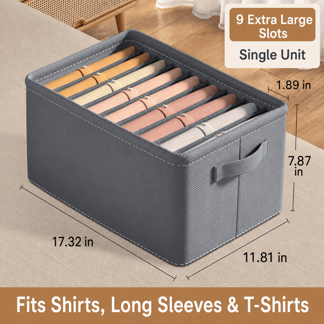 Large Clothes Organizer Box with Dividers for Jeans, Thickened Stackable Wardrobe Storage Box for Clothing - Morrowden